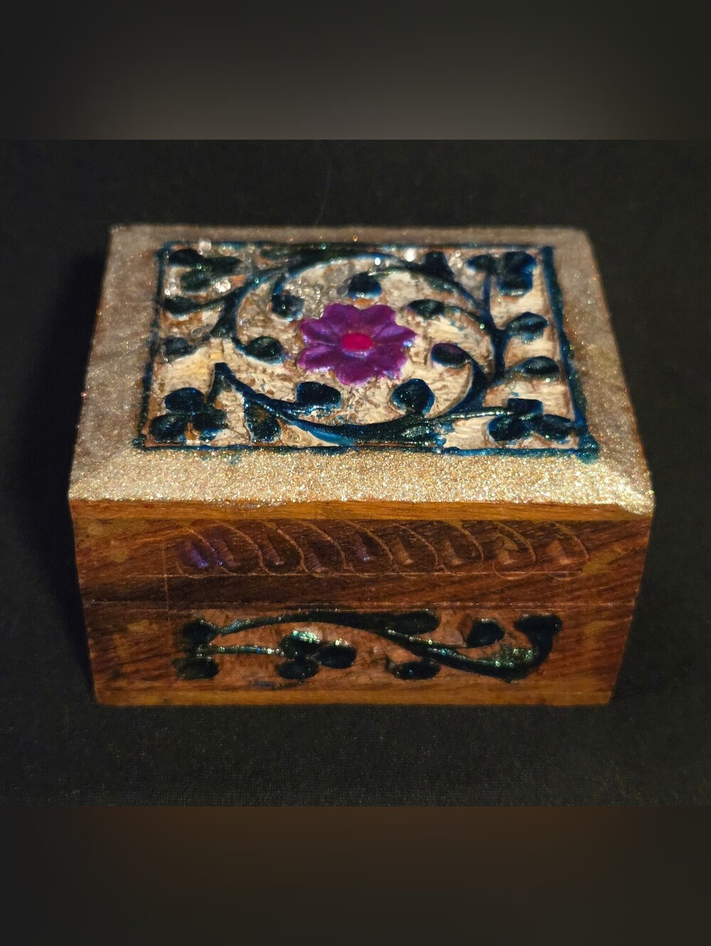 Handcrafted Wooden Indian Hand Painted By Lisa Trinket Box